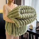 Axyaa Rabbit Plush Coral Fleece Blanket - Soft & Warm Sofa Throw Blanket