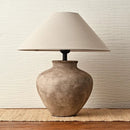 Axyaa Japanese Retro Ceramic Floor Lamp with LED Light and Fabric Lampshade