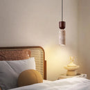 Axyaa LED Travertine Stone Cylinder Pendant Light for Bedroom and Living Room