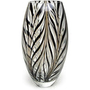 Axyaa Murano Style Black & White Feather Glass Vase: Hand Blown Art for Decor & Centerpiece