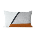Axyaa Geometric Stitching Waist Pillow in Flannel and Leather - Nordic Minimalist Design