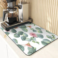 Axyaa Leaf Print Coasters & Drying Mat Set for Kitchen Essentials