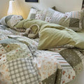 Axyaa Fresh Blue Floral Duvet Cover Set - Wrinkled Yann Bedding in Washing Cotton