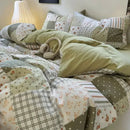 Axyaa Fresh Blue Floral Duvet Cover Set - Wrinkled Yann Bedding in Washing Cotton