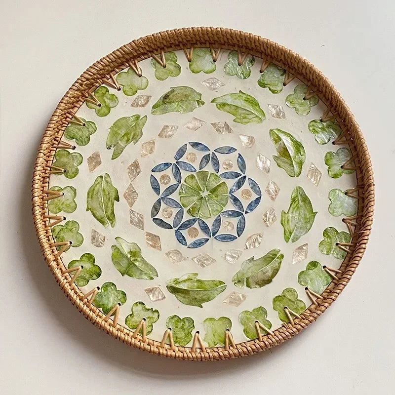 Axya Handmade Rattan Shell Tray for Home Decoration and Serving
