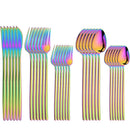 Axyaa 30-Piece Stainless Steel Cutlery Set, Black Mirror Flatware, Western Tableware