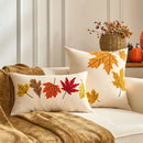 Axyaa Fall Pumpkin Maple Leaf Polyester Cushion Cover Halloween Pillowcase