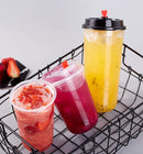 Axya Disposable Plastic Cups with Dome Lids - Ideal for Cold Drinks, Coffee, Tea, Smoothies, Sodas