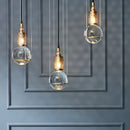 Axyaa Round Glass LED Ceiling Chandelier - Modern Living Room Kitchen Island Pendant Lights