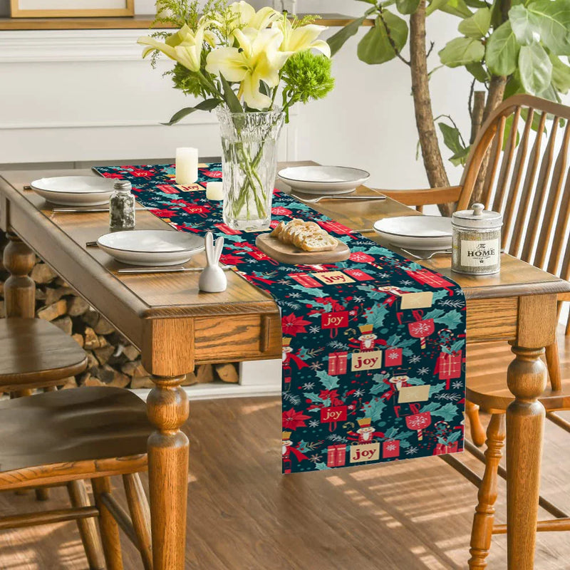 Axyaa Christmas Holly Table Runner for Kitchen Home Dining Room Decoration