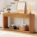 Axyaa Fluted Wood Console Table, 63" Narrow Sofa Entryway Hallway Foyer Behind Couch