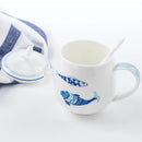 Axyaa Blue Fish Milk Cup - Real Bone  Ceramic Anime Mug