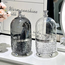 Axyaa Clear Acrylic Makeup Brush Holder with Lid, 360 Rotating Vanity Organizer