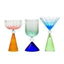 Axyaa Colored Ripple Martini Margarita Cocktail Glasses Goblet Cup