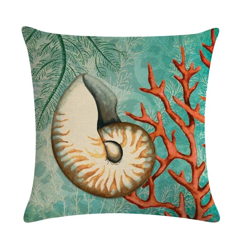 Axyaa Starfish Conch Linen Pillowcase 45*45cm