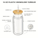 Axyaa 16oz Double Wall Snow Globe Tumbler with Bamboo Lid and Straw
