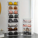 Axyaa Sunglass Display Case with Drawer: Clear Stackable Eyeglass Organizer Box
