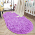 Axyaa Grey Plush Oval Area Rug for Living Room, Bedroom, or Nursery