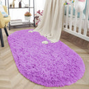 Axyaa Grey Plush Oval Area Rug for Living Room, Bedroom, or Nursery