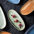 Axyaa Retro Oval Ceramic Sushi Plate Set | Restaurant Tableware for Molecular Cuisine