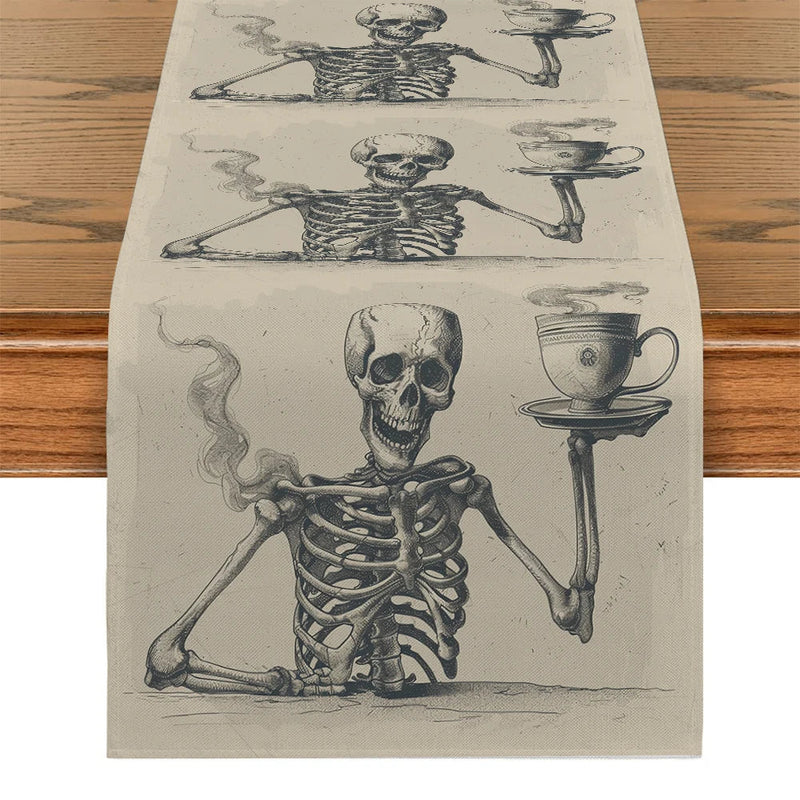 Axyaa Halloween Skull Table Runner for Kitchen Dining Decor