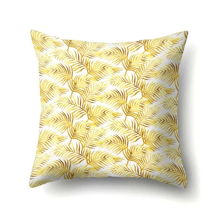Axyaa Yellow Plant Landscape Print Decorative Cushion Cover 45X45CM