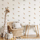 Giraffe & Floral Nursery Wall Sticker by Axyaa - Adhesive Animals Mural for Baby Bedroom