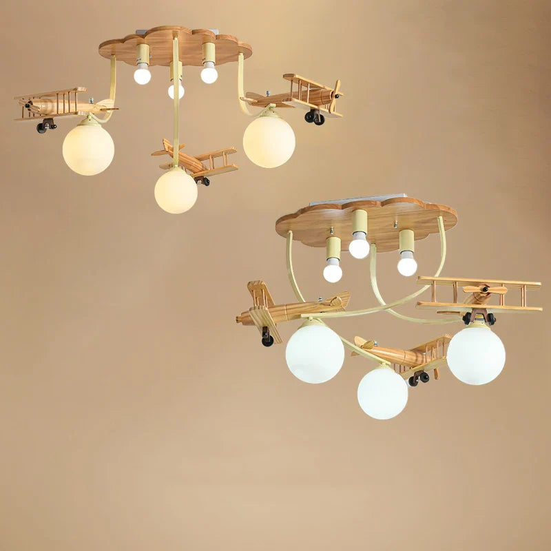 Axyaa Airplane Chandelier Light for Kids Room - LED Ceiling Lamp for Boys