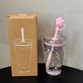 Axyaa 450ml Tritan Water Bottle with Straw, Heat Resistant Coffee Cup for Girls
