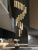 Axyaa Large Spiral Staircase Crystal Chandelier Luxe Pendant Chrome Plated