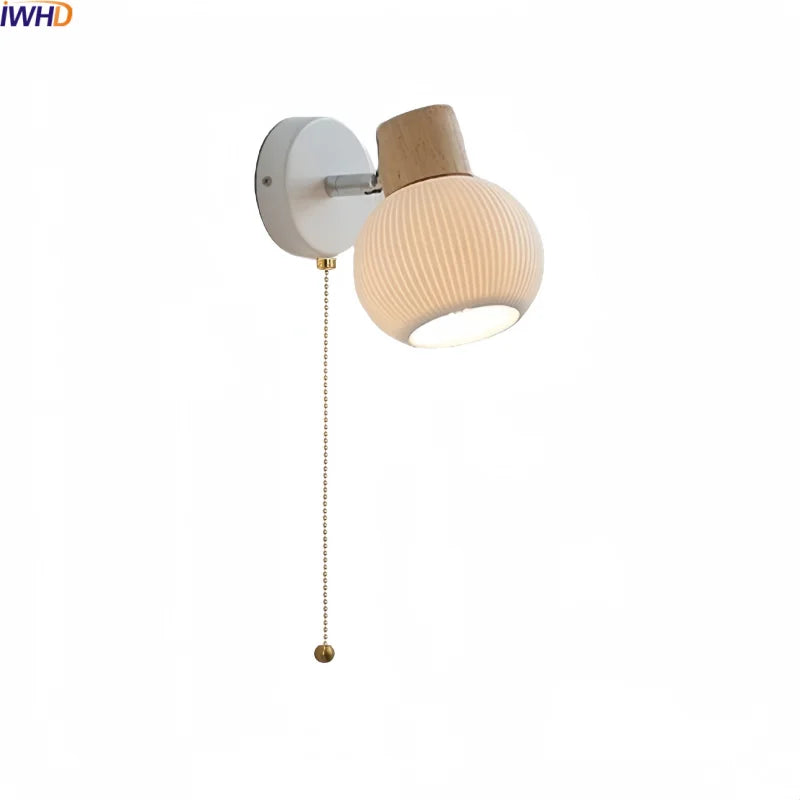 Axyaa White Ceramic LED Wall Lamps Switch - Bedroom Stairs Lighting Fixtures