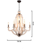 Axyaa 9-Light Wood Farmhouse Chandelier: Rustic Ceiling Hanging Lamp for Dining Room
