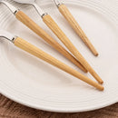 Axyaa Wooden Handle Flatware Set Stainless Steel Knife Fork Spoon Cutlery