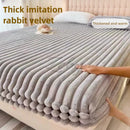 Rabbit Velvet Thicken Fitted Sheet Set Axyaa Warmth Bed Sheet Queen King Size