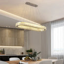 Axyaa Modern Crystal LED Chandelier - Luxury Pendant Ceiling Light for Dining Room & Kitchen Decor