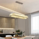 Axyaa Modern Crystal Chandelier: Luxury LED Pendant Light for Dining Room, Kitchen, and Villa