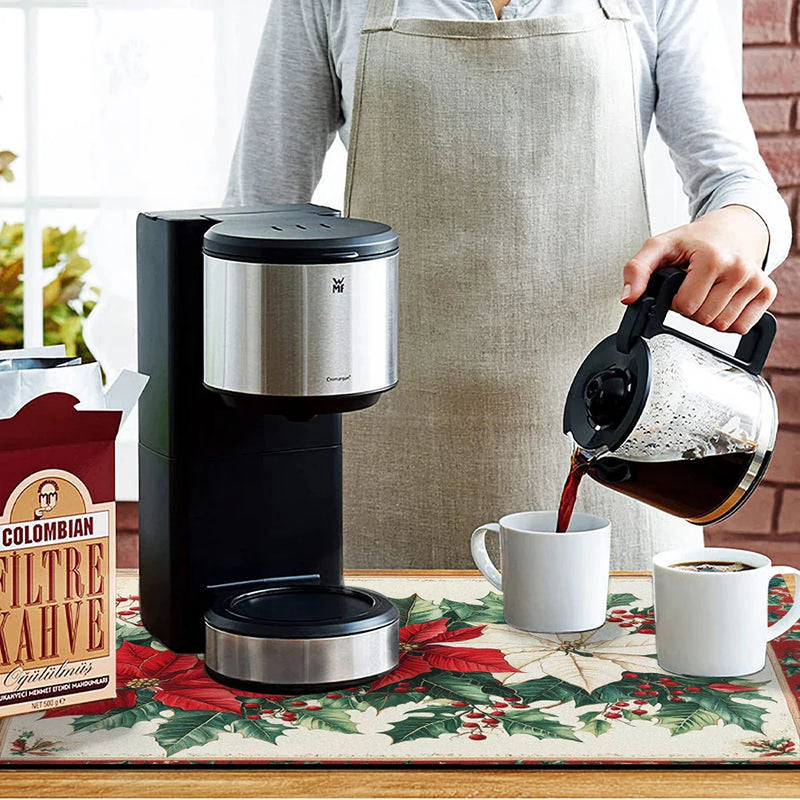 Axyaa Christmas Holly Coffee Cup Drying Mat