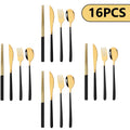 Axyaa Stainless Steel Dinnerware Set 16Pcs - Knife Fork Spoons Cutlery Kitchen Set