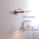 Axyaa LED Wood Wall Lamp with White Ceramic Shade for Indoor Living Room