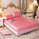 Axyaa Satin Silky Fitted Bed Sheet Set - Luxury Solid Color Sheets & Pillow Cases
