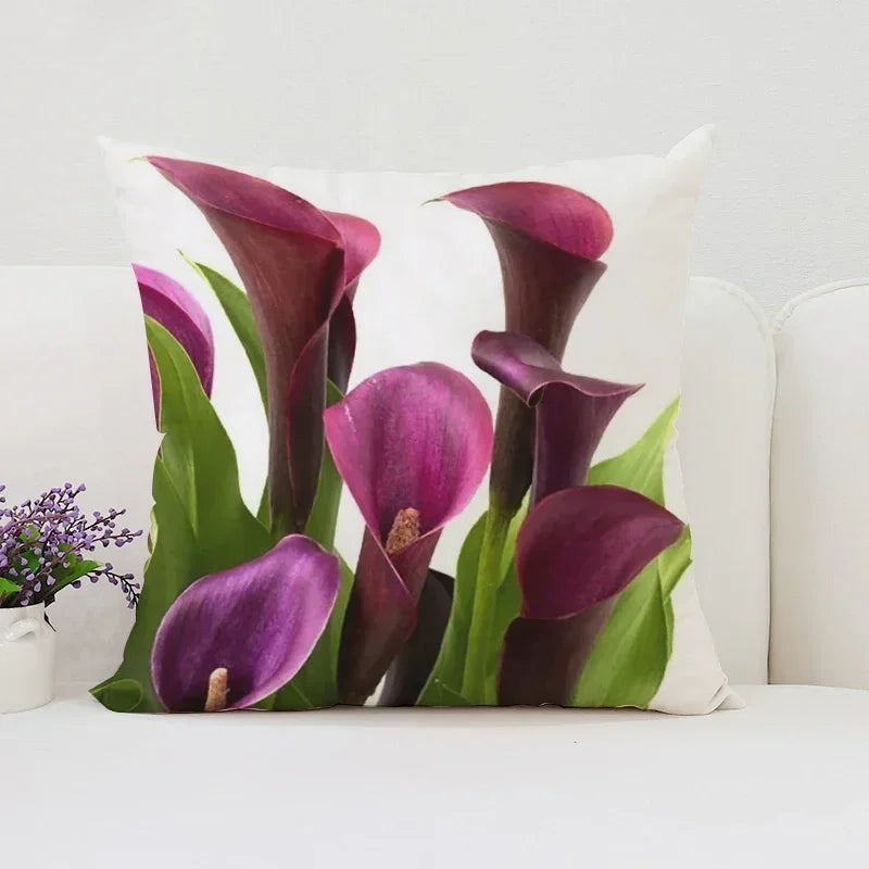 Axyaa Velvet Floral Pillow Covers for Home Decor and Sofa, 50x50 Throw Pillowcases