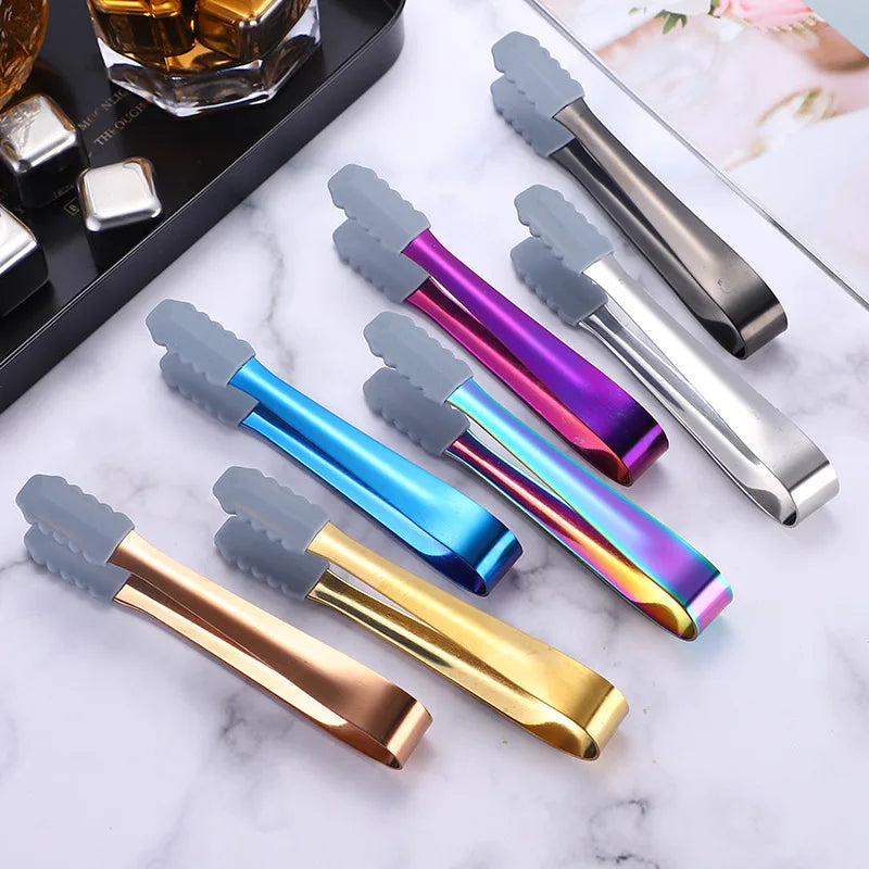 Axyaa Silicone Head Stainless Steel Food Tongs