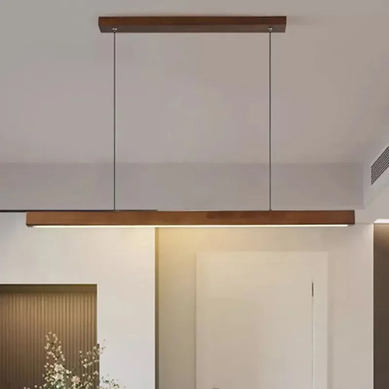Axyaa Nordic LED Pendant Light - Modern Wooden Strip Hanging Lamp