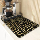 Axyaa Non-slip Dish Drying Mat: Heat Resistant, Absorbent, Ethnic Lines Design