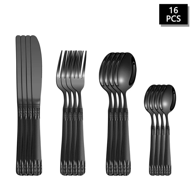 Axyaa Stainless Steel Cutlery Set with Wheat Ear Handle for Family Hotel Party