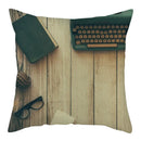 Axyaa Vintage Flower Clock Car Printed Linen Pillow Cover 45x45cm