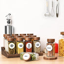 Axyaa Glass Spice Jars Set with Bamboo Lids and Labels