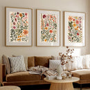Axyaa Boho Wildflower Prints Set - Floral Wall Art Trio for Stylish Home Gallery