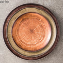 Axyaa Ceramic Shallow Plates Set for Molecular Cuisine Display and Steak - Retro Kiln Style