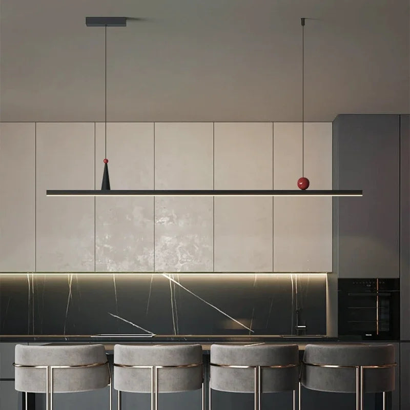 Axyaa Black Aluminum LED Chandelier - Modern Pendant Light for Office Island & Bar Table